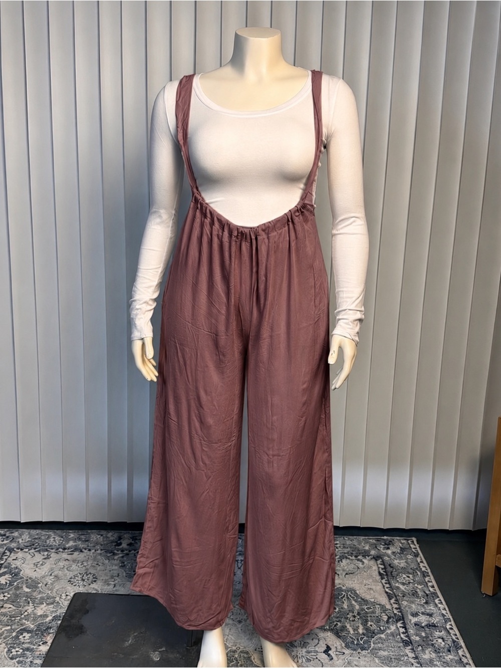 Zenana Wide Leg Suspender Pants 100% Rayon Adjustable Straps Multiple Colors